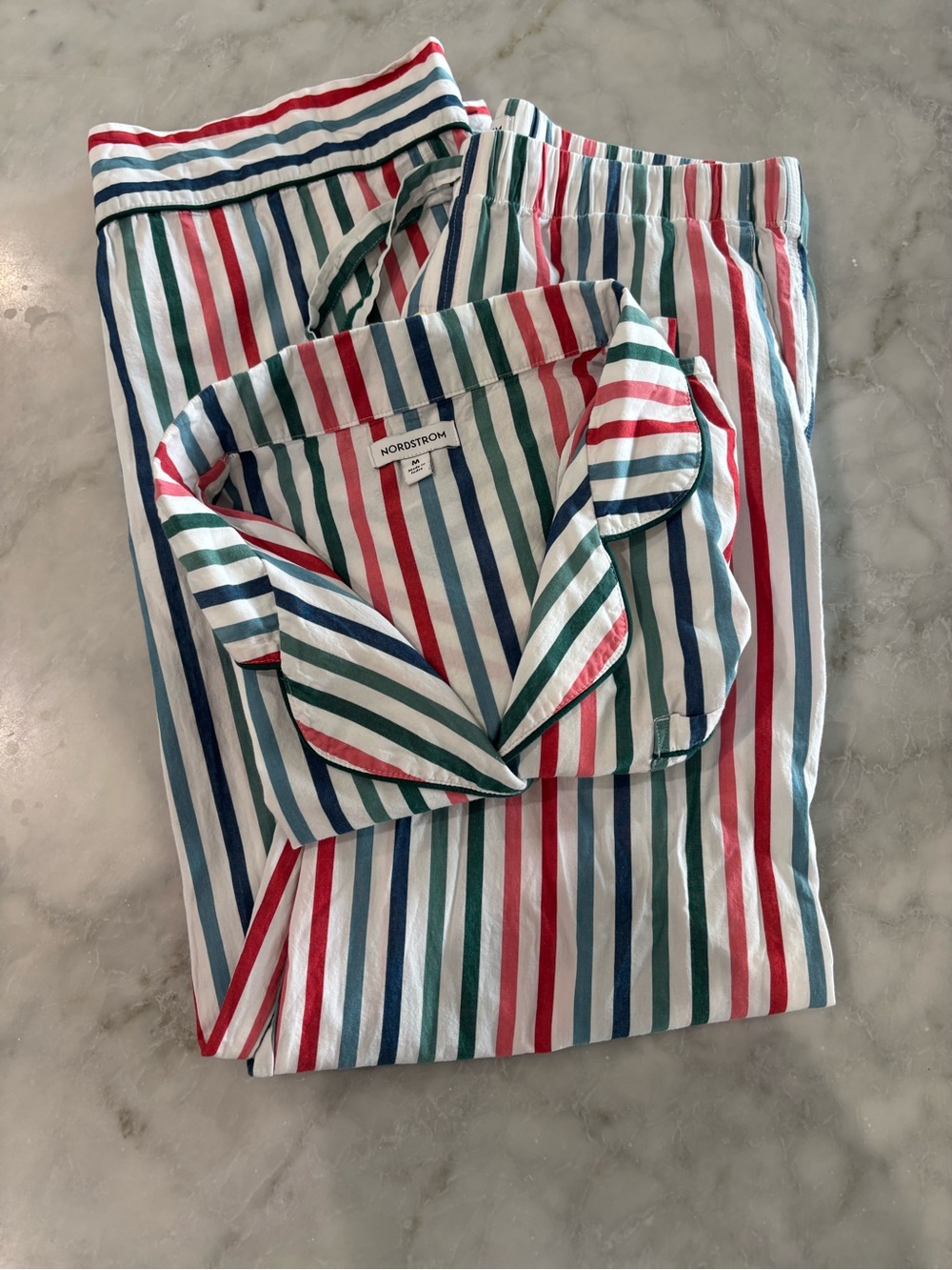 Nordstrom Women’s Striped Cotton Pajama Set - Red, Blue, Green